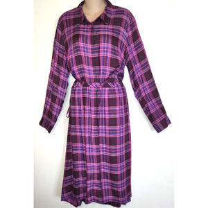Roamans Plaid Dress PLUS 18W Purple Long Sleeve NEW Preppy Acadamia Teacher NWT